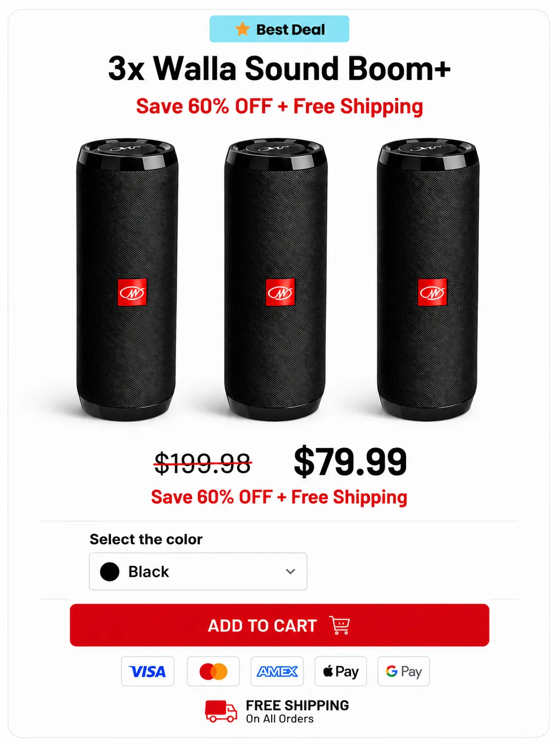 3x Walla Sound Boom+ bundle price and checkout offer